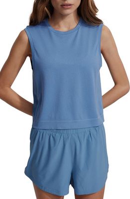 Varley Page Seamless Knit Crop Tank in Blue Heaven
