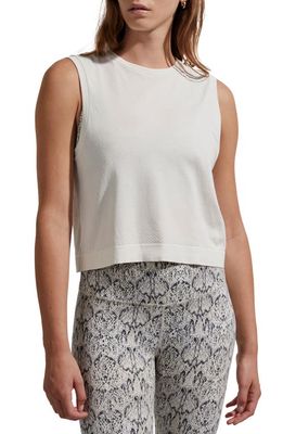 Varley Page Seamless Knit Crop Tank in Snow White