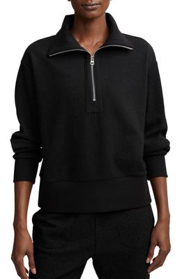 Varley Radford Corded Knit Half Zip Sweatshirt in Black