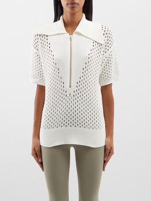 Varley - Teagan Cotton-crochet Polo Shirt - Womens - White