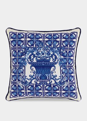 Vaso E Maioliche Embroidered Cushion- 20"