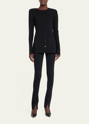 VB Body Button-Front Knit Jacket with Patch Pockets