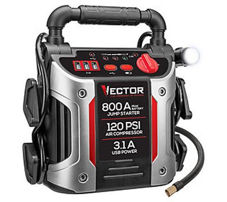 Vector Rechargeable 800 Peak Amp Jump Starter & Air Compressor