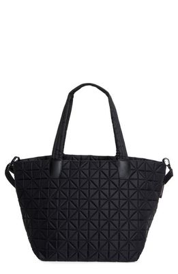 VeeCollective Medium Vee Quilted Recycled Nylon Tote in Black 