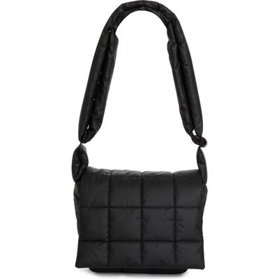 VeeCollective Porter Water Repellent Quilted Messenger Crossbody Bag in Matt Black 