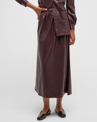 Vegan Leather A-Line Maxi Skirt