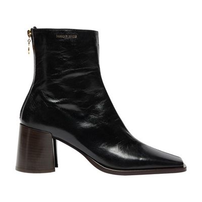 Vegetable tanned increspato leather ankle boots