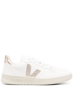 VEJA V12 metallic leather sneakers - White