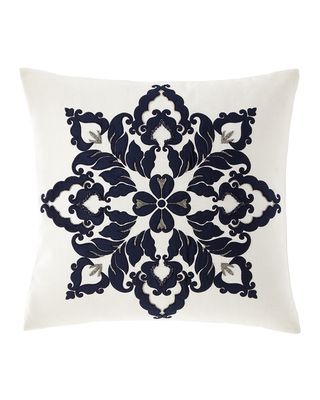 Velvet & Linen Beaded Decorative Pillow