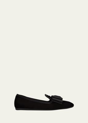 Velvet Bow Slip-On Loafers