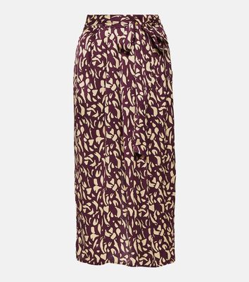 Velvet Juno printed satin midi skirt