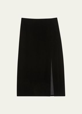 Velvet Side Slit Pencil Skirt