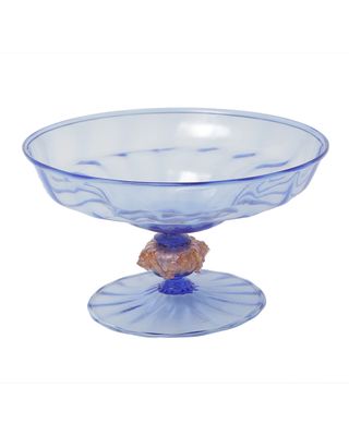 Venetian Glass Blown Blue Centerpiece Bowl