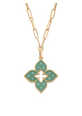 Venetian Princess 18K Rose Gold, Titanium, & 0.15 TCW Diamond Medium Flower Pendant Necklace