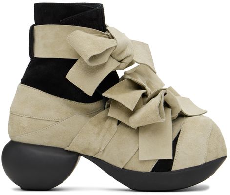 VeniceW Black & Taupe Suede Ankle Boots