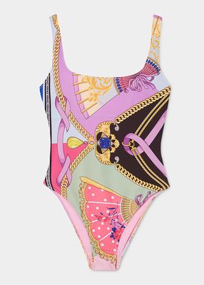 Ventagli-Print One-Piece Swimsuit