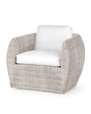 Ventura Swivel Lounge Chair, White Wash