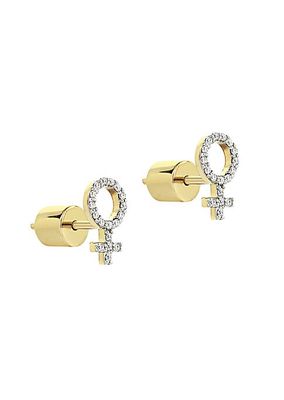 Venus 14K Yellow Gold & 0.18 TCW Diamond Mini Stud Earrings