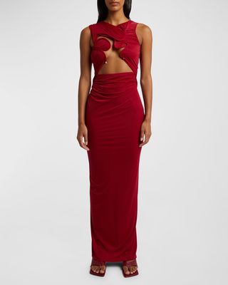 Venus Column Gown with Wired Cutout Front