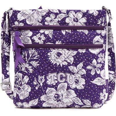 VERA BRADLEY TCU Horned Frogs Rain Garden Triple-Zip Hipster Crossbody Bag in Purple