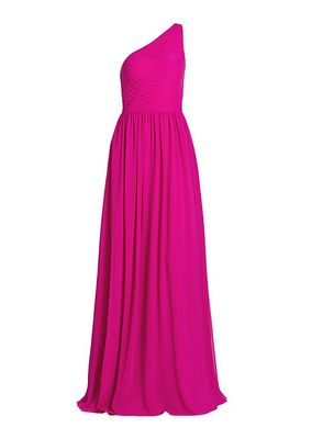 Verge Pleated One-Shoulder Gown
