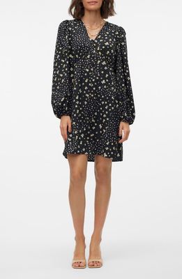 VERO MODA Alea Floral Long Sleeve Dress in Black 