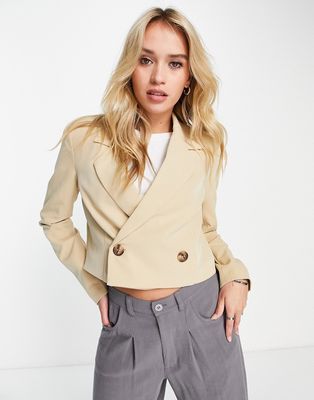 Vero Moda Aware tailored cropped blazer in beige - part of a set-Neutral