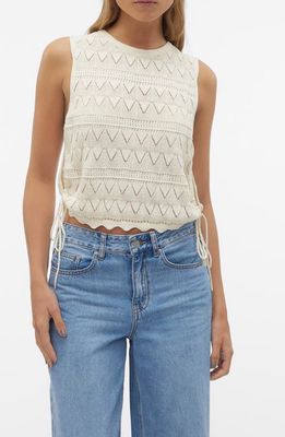 VERO MODA Bali Open Stitch Knit Cotton Tank in Birch 