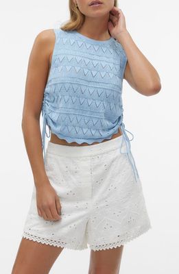 VERO MODA Bali Open Stitch Knit Cotton Tank in Dutch Canal 