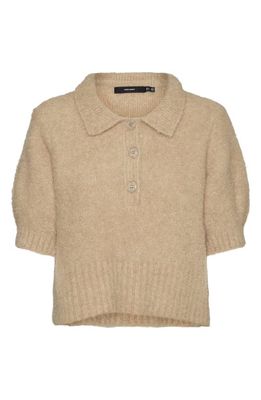 VERO MODA Bonny Short Sleeve Sweater Polo in Irish Cream