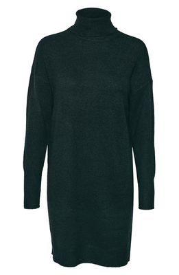VERO MODA Brilliant Turtleneck Long Sleeve Sweater Dress in Pine Grove Detail Melange