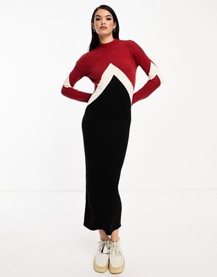 Vero Moda color block knitted maxi dress in multi