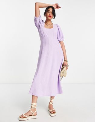 Vero Moda corset seam detail midi dress with scoop neck in lilac-Purple