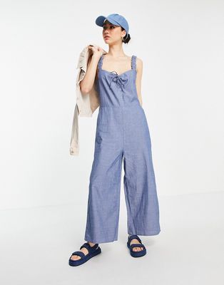 Vero Moda cotton chambray jumpsuit in blue-Blues