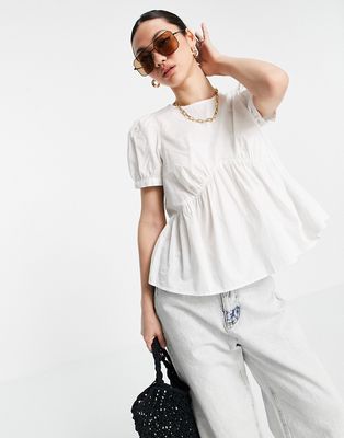 Vero Moda cotton peplum blouse in white