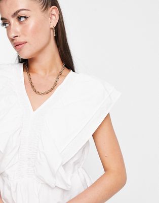 Vero Moda cotton sleeveless frill blouse in white - WHITE