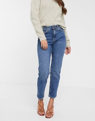 Vero Moda cotton straight leg jeans in mid blue - MBLUE-Blues