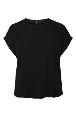 VERO MODA CURVE Bicca Crewneck T-Shirt in Black