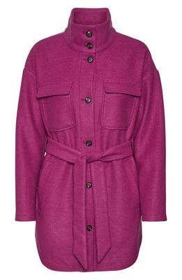 VERO MODA CURVE Fortune Fenja Belted Jacket in Wild Aster Detail Solid