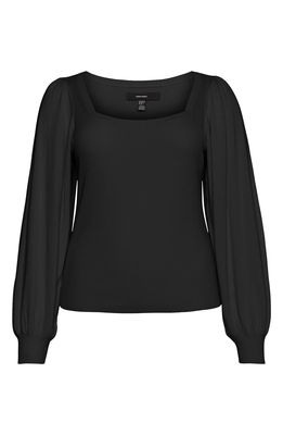 VERO MODA CURVE Glory Puff Sleeve Ribbed Sweater in Black