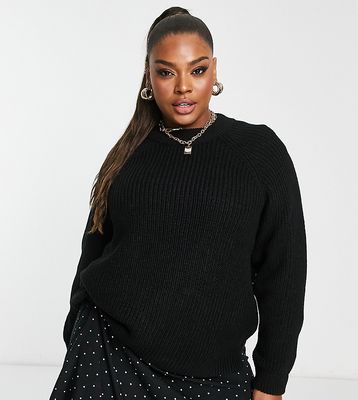 Vero Moda Curve high neck chunky knit sweater in black