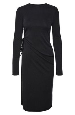 VERO MODA CURVE Phine Drawstring Ruched Long Sleeve Dress in Black