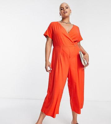 Vero Moda Curve wrap front jumpsuit in red