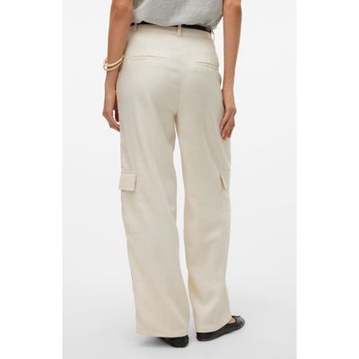 VERO MODA Florence Wide Leg Cargo Pants in Birch Melange 