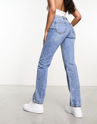 Vero Moda hailey straight leg jeans in medium blue