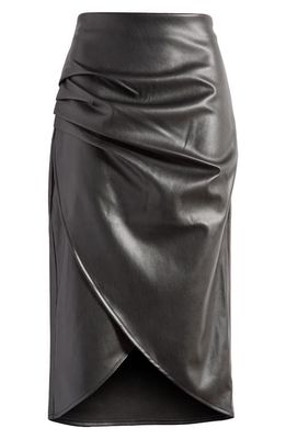 VERO MODA High Waist Faux Leather Tulip Skirt in Black