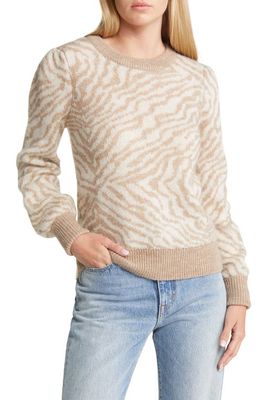 VERO MODA Jacquard Long Sleeve Sweater in Silver Mink