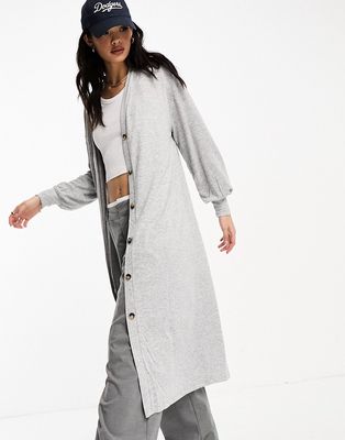 Vero Moda knitted cardigan button through maxi dress in gray melange