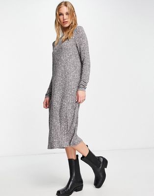Vero Moda knitted midi dress with side split in grey