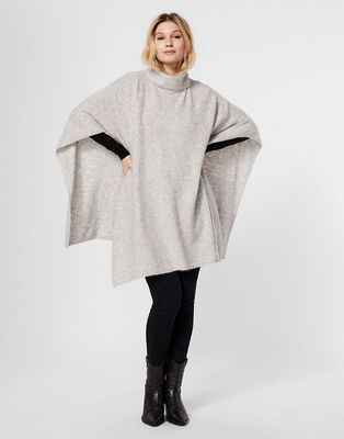 Vero Moda knitted poncho cape sweater with roll neck in light gray-Grey